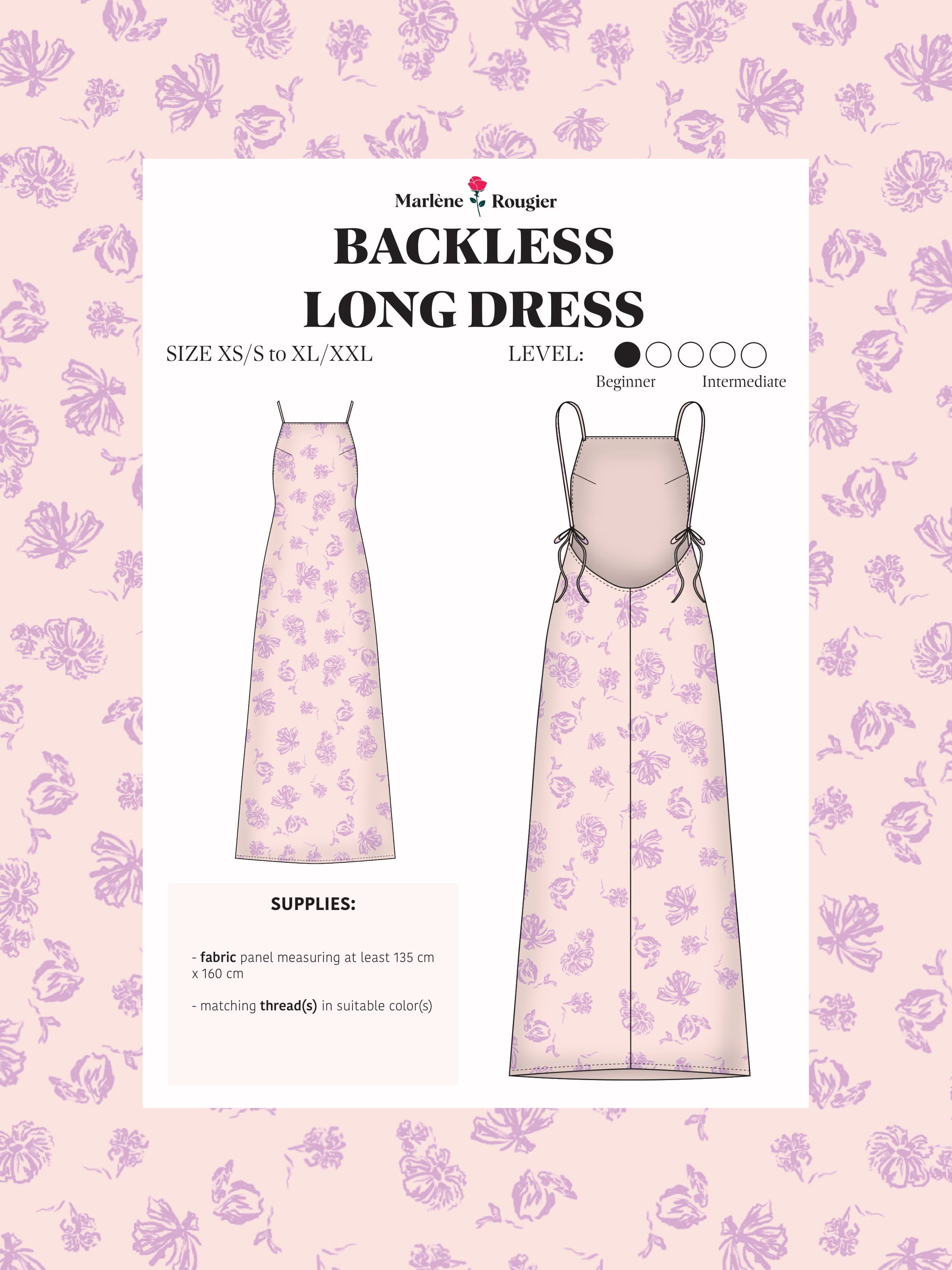 Pattern robe dos nu longue - PDF (English)