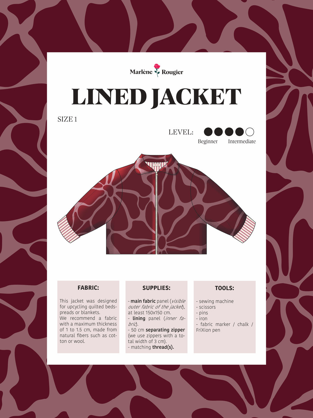 Pattern veste doublée - Size 1 - PDF (English)