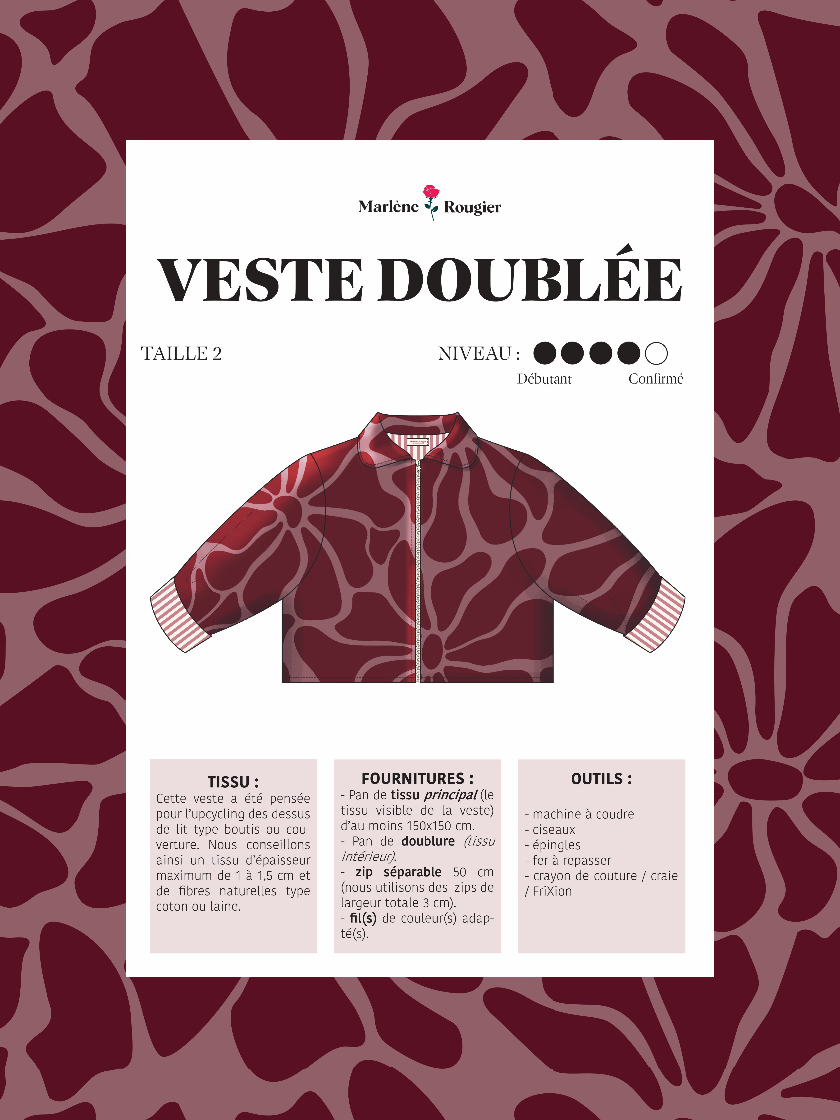 Patron veste doublée - Taille 2 - PDF