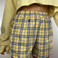 Caleçon short upcyclé jaune à carreaux