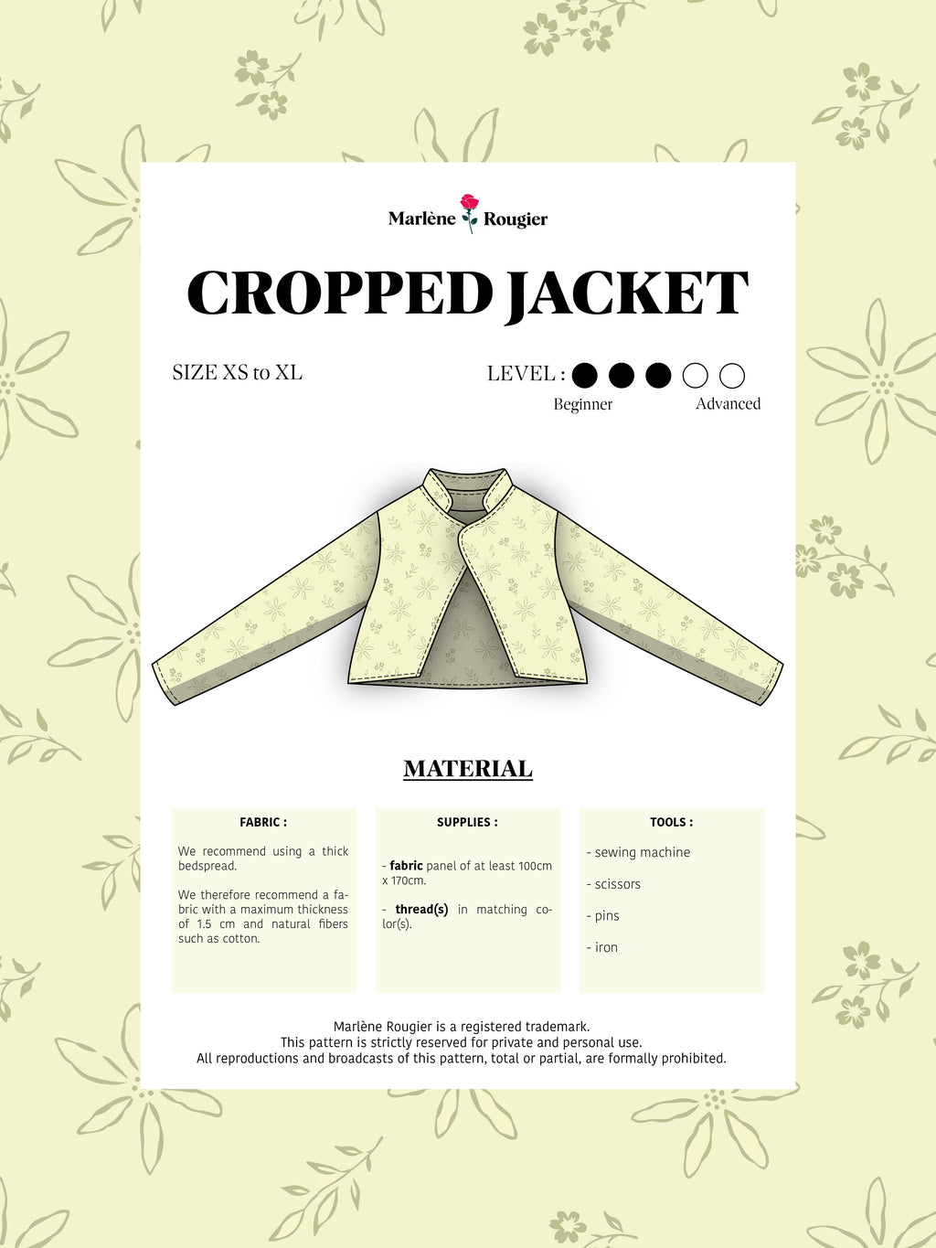  Pattern Veste à col - Taille 1 (french)