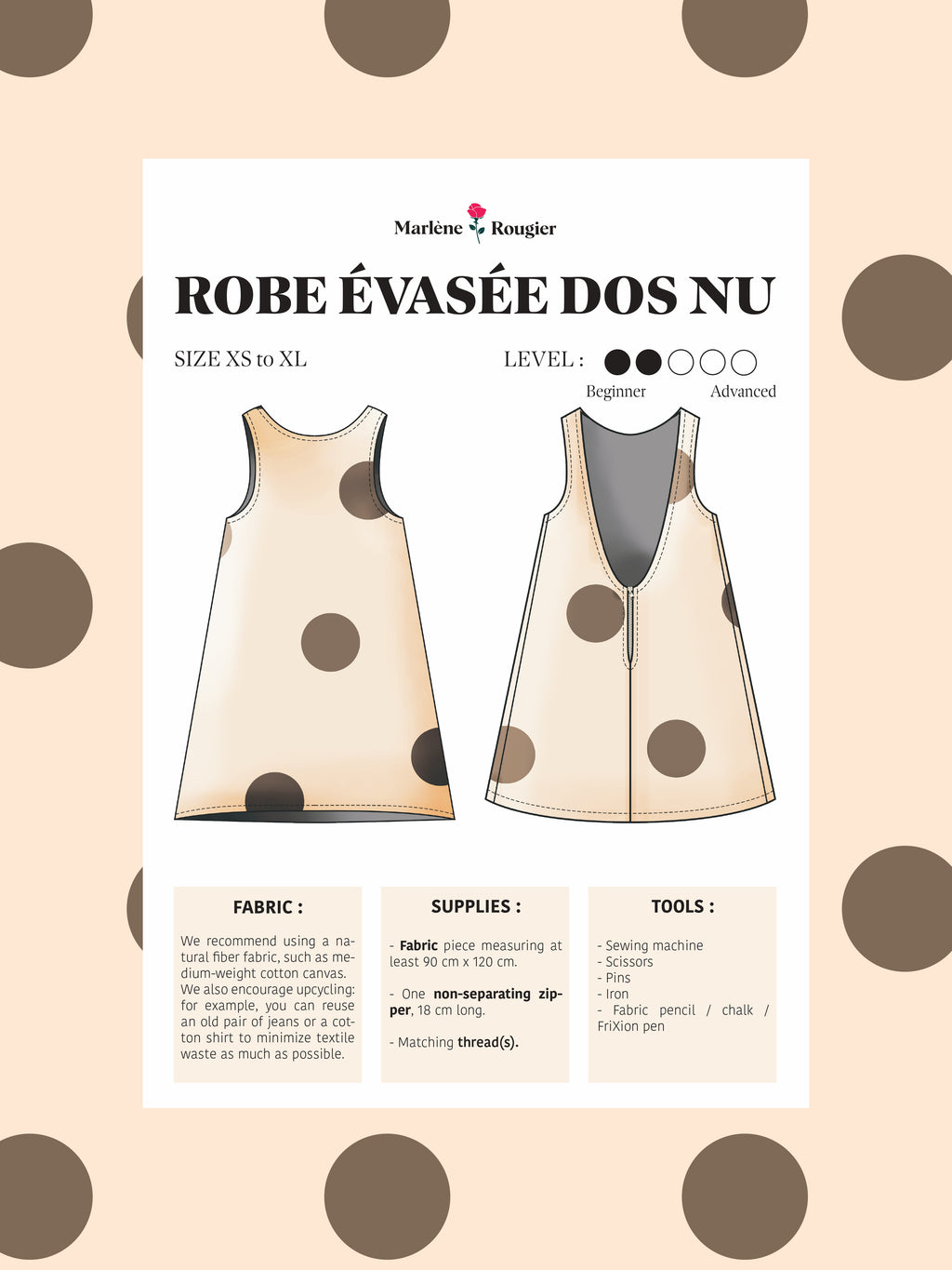 Pattern robe évasée dos nu - PDF (English)