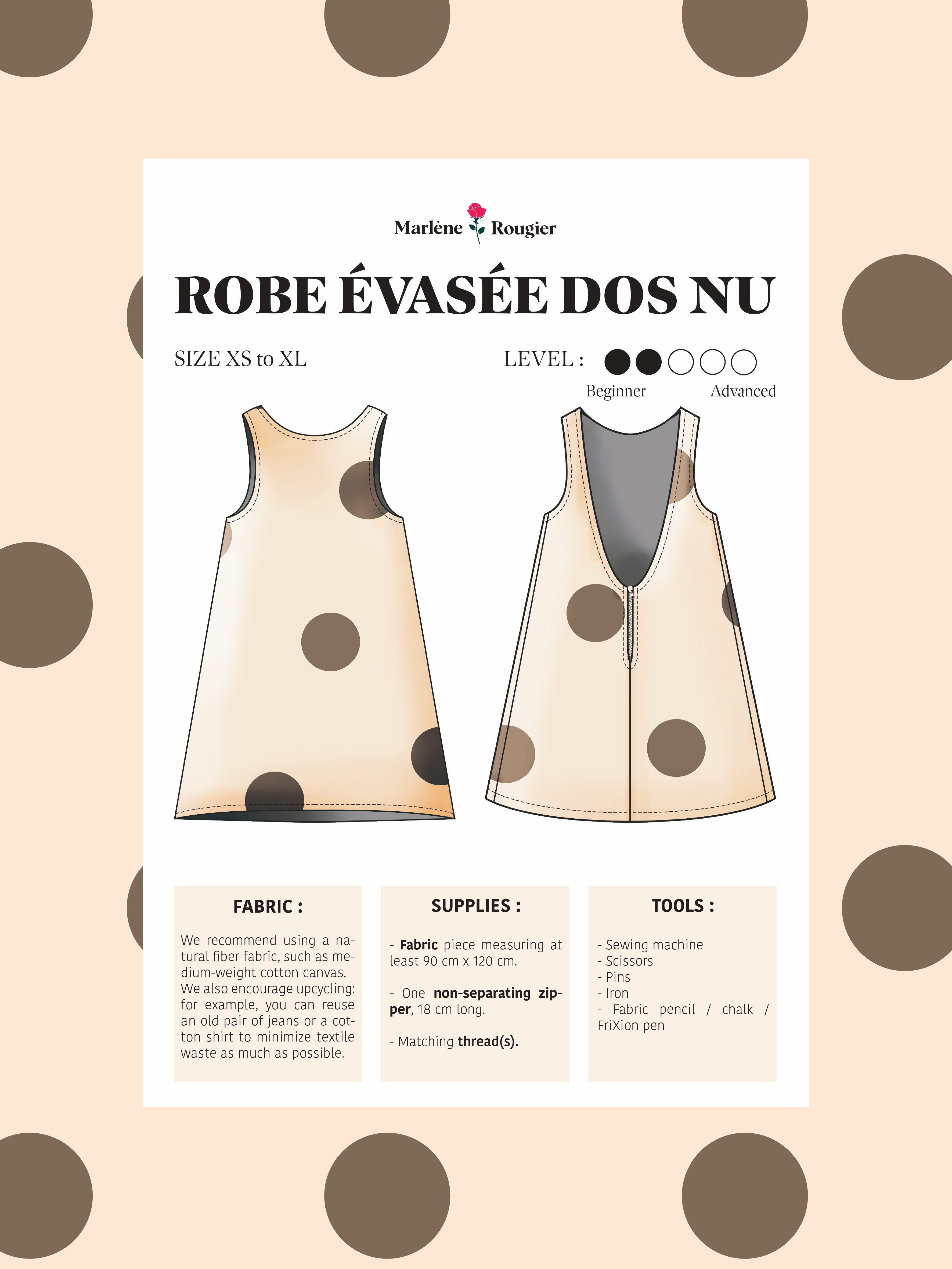 Pattern robe évasée dos nu - PDF (English)