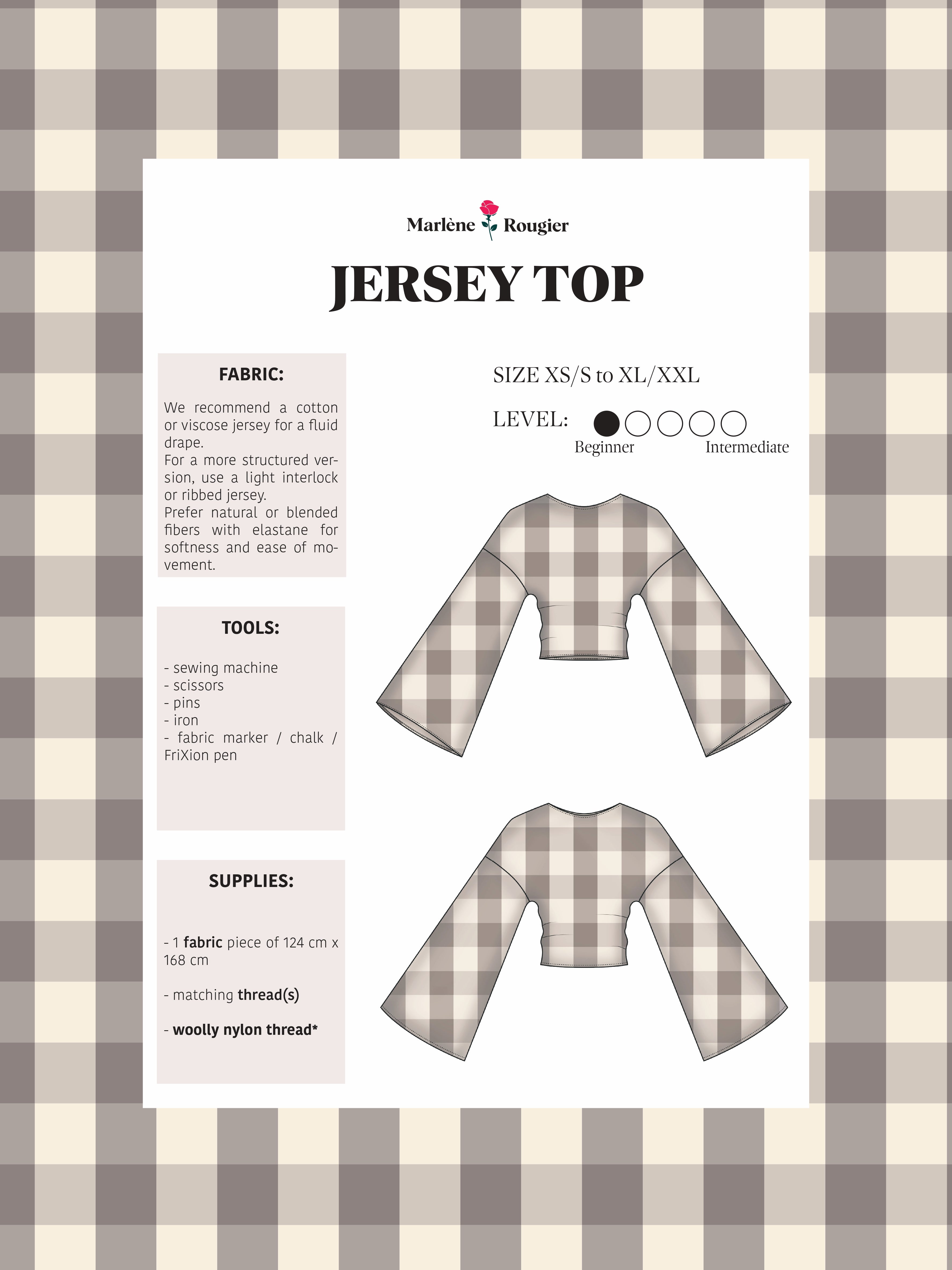 Pattern top jersey - PDF (English)