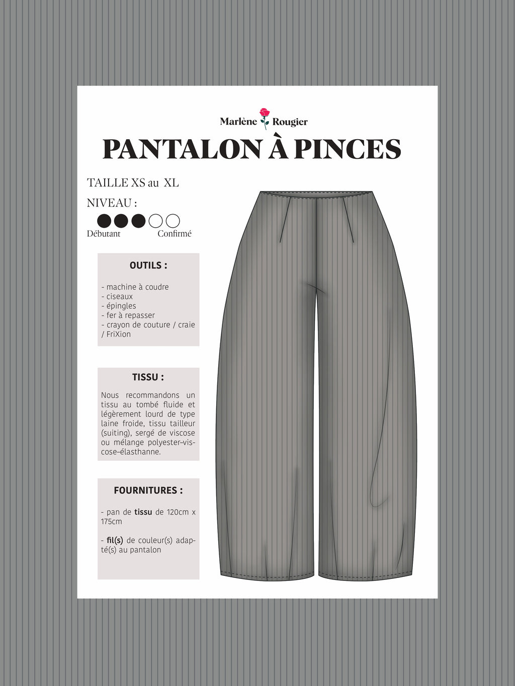 Patron pantalon à pinces - PDF