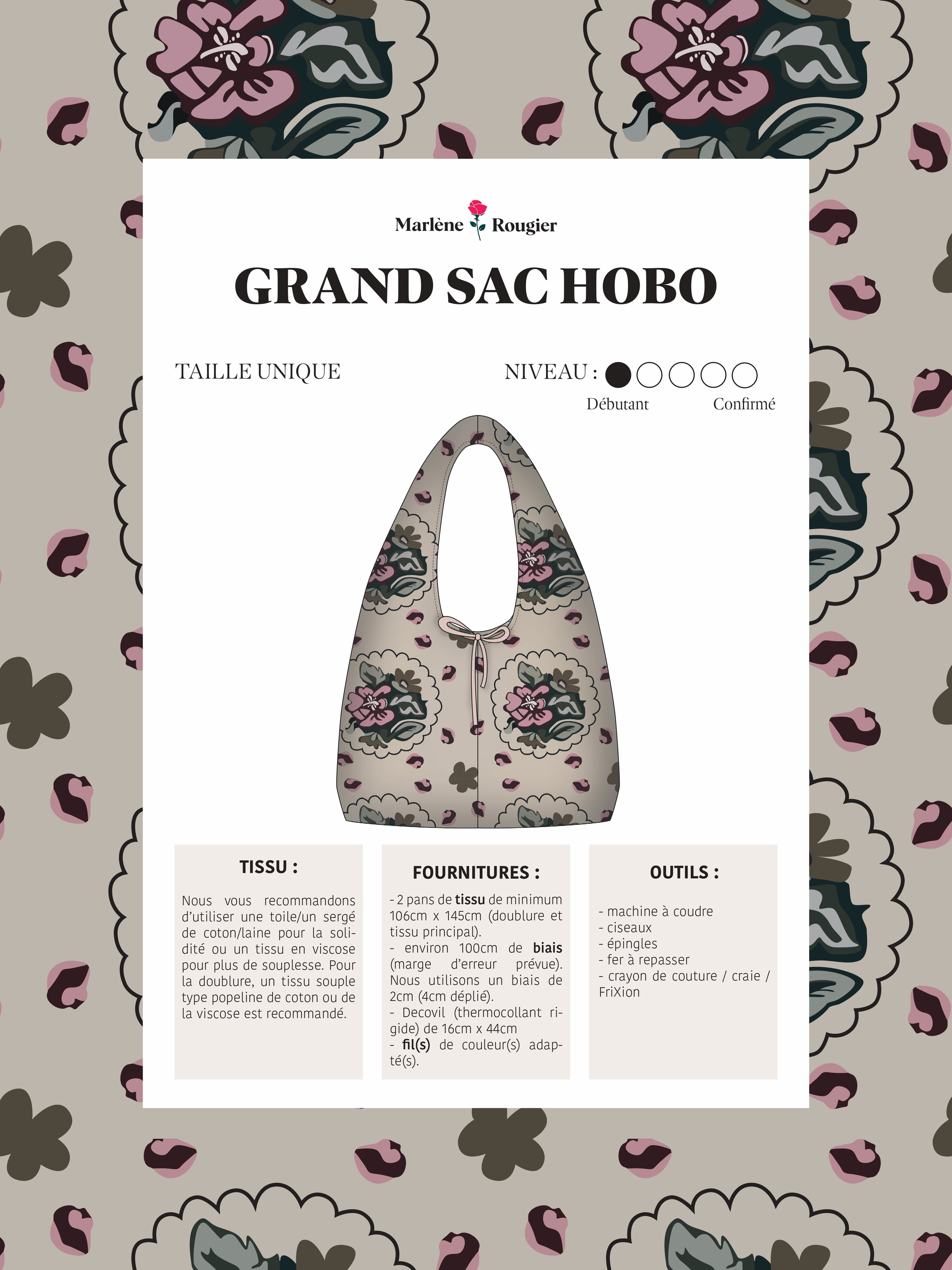 Patron grand sac hobo - PDF